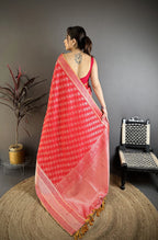 Elora Red Banarasi Silk  Delicate Patterns Kanjivaram Sarees | Grocsy