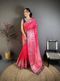 Elora Rani Pink Banarasi Silk Woven Design Kanjivaram Sarees | Grocsy