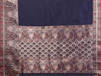 Elora Navy Blue Soft Silk Plain Banarasi With Peacock Zari Jacquard Weaving Border Saree | Grocsy