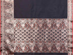 Elora Black Soft Silk Plain Banarasi With Peacock Zari Jacquard Weaving Border Saree | Grocsy