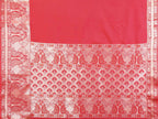 Elora Red Soft Silk Plain Banarasi With Peacock Zari Jacquard Weaving Border Saree | Grocsy