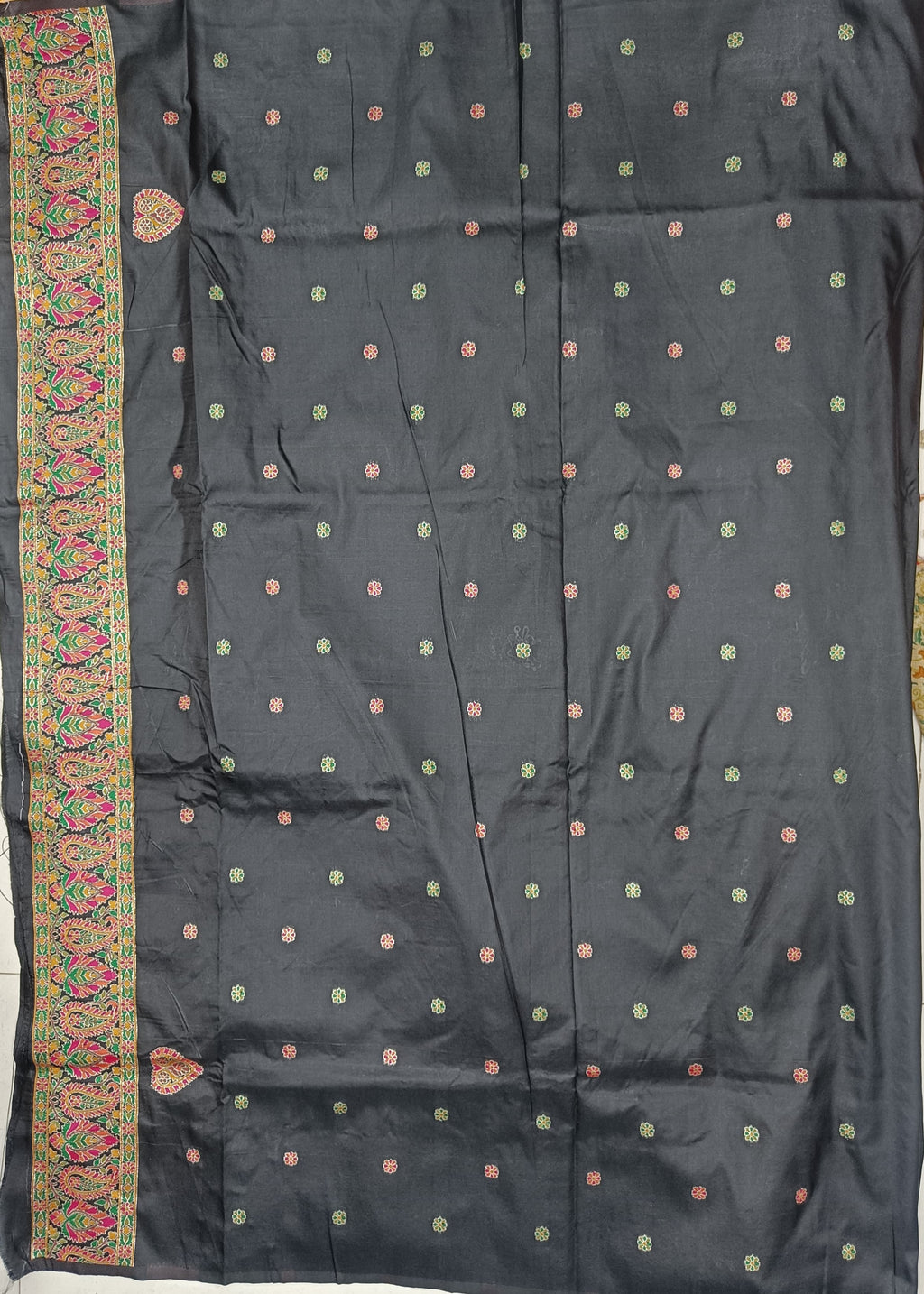 Elora Black Silk Meena Weaving Pashmina Work Kashmiri Saree | Grocsy