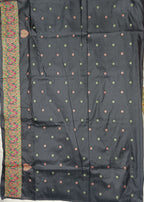 Elora Black Silk Meena Weaving Pashmina Work Kashmiri Saree | Grocsy