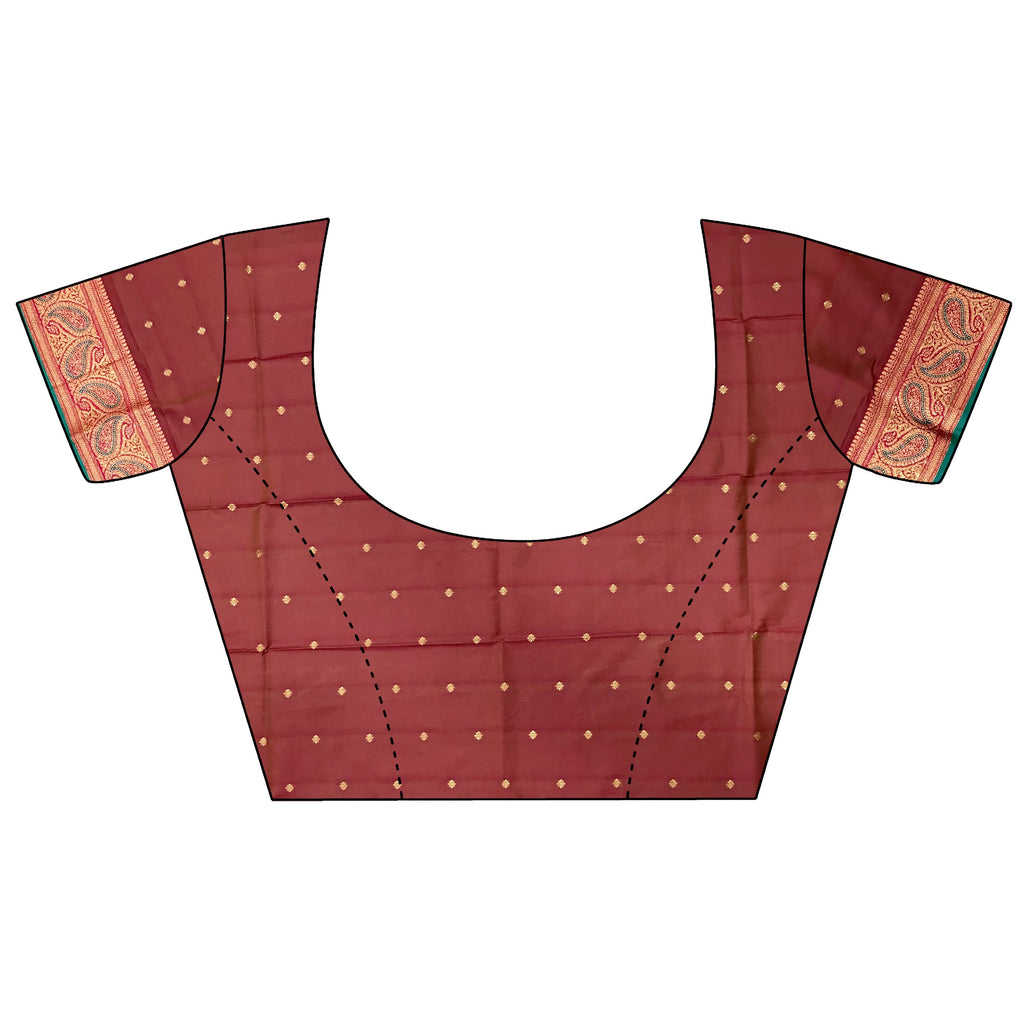 Elora Teal Soft Silk Peacock Pattern Zari Weaving Contrast Border Banarasi Saree | Grocsy