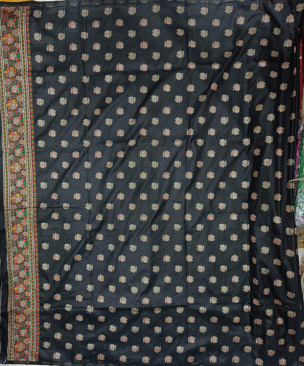 Elora Black Silk Meena Weaving Pashmina Work Kashmiri Saree | Grocsy