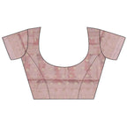 Elora Baby Pink Silk Floral Motifs Coppery Tone Contrast Floral Border Banarasi Saree | Grocsy