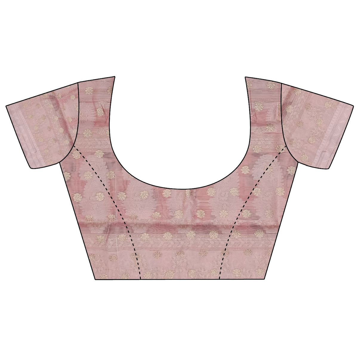 Elora Baby Pink Silk Floral Motifs Coppery Tone Contrast Floral Border Banarasi Saree | Grocsy