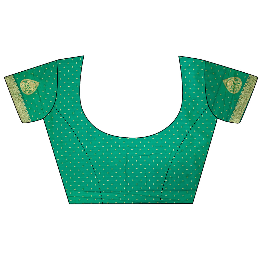 Elora Light Green Soft Silk Butti Zari Weaving Contrast Weaving Border Banarasi Saree | Grocsy