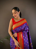 Elora Purple Soft Silk Butti Zari Weaving Kanchipuram Saree | Grocsy