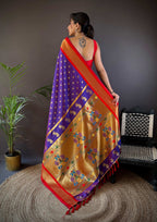 Elora Purple Soft Silk Butti Zari Weaving Kanchipuram Saree | Grocsy