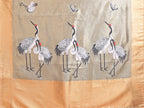 Elora Golden Soft Tissue Silk Cranes Floral Digital Printed Saree | Grocsy