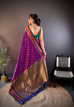 Elora Purple Soft Silk Butti Zari Weaving Work Banarasi Saree | Grocsy