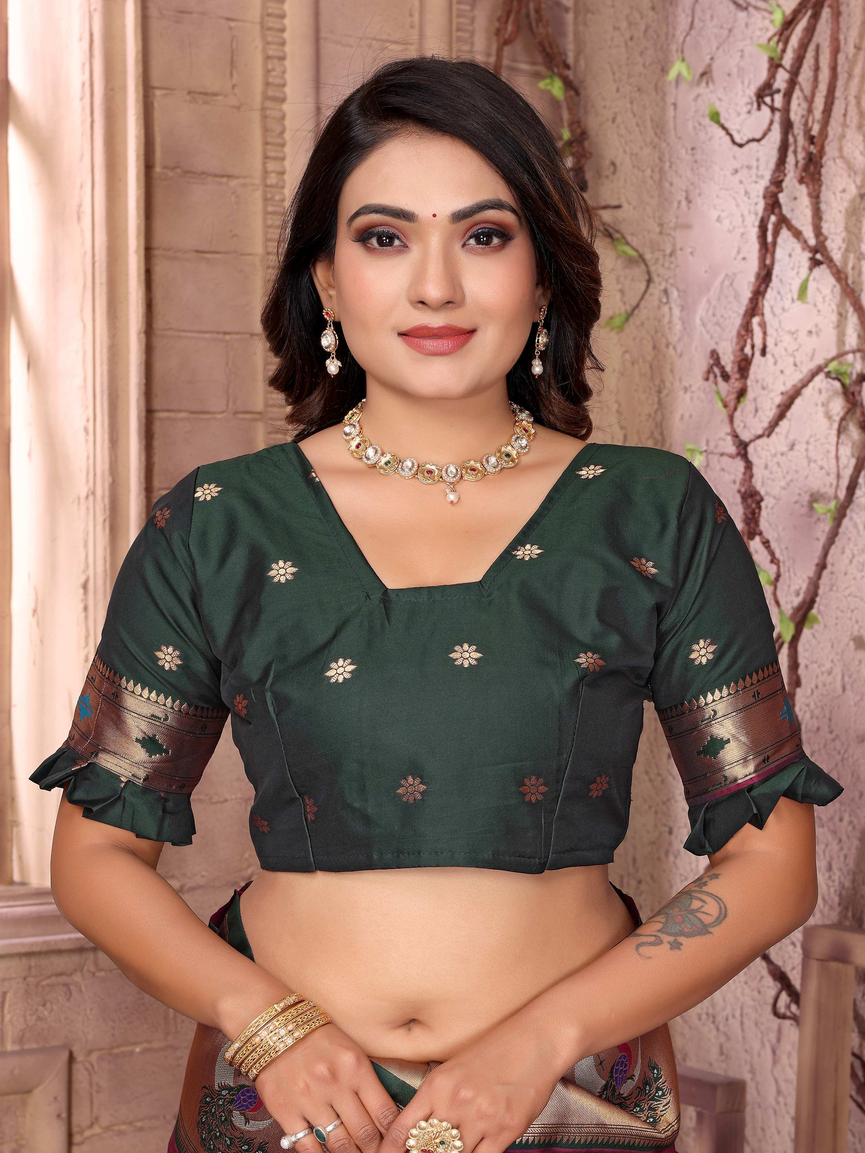 Elora Maroon Soft Silk Zari Weaving Paithani Saree With Heavy Peacock Border And Pallu | Grocsy