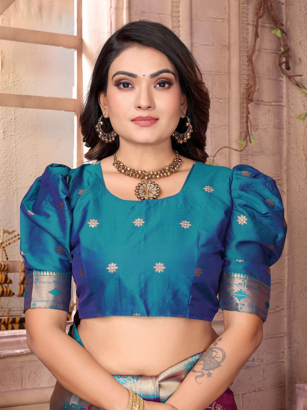 Elora Purple Soft Silk Zari Weaving Paithani Saree With Heavy Peacock Border And Pallu | Grocsy