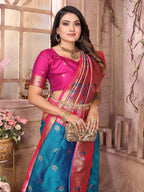 Elora Royal Blue Soft Silk Zari Weaving Paithani Saree With Heavy Peacock Border And Pallu | Grocsy