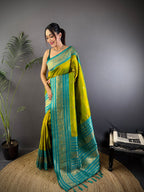 Elora Light Green Soft Silk Small Butti Zari Weaving Banarasi Saree With Woven Designer Saree | Grocsy