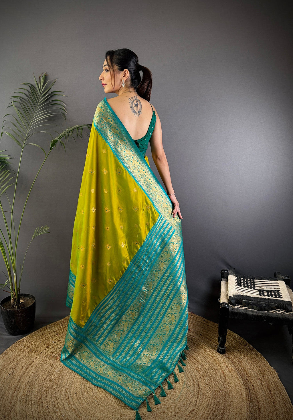 Elora Light Green Soft Silk Small Butti Zari Weaving Banarasi Saree With Woven Designer Saree | Grocsy