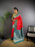 Elora Hot Pink Soft Silk Woven Butta Weaving Banarasi With Heavy Zari Border | Grocsy