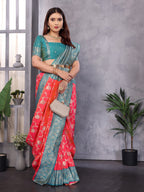 Elora Peach Soft Silk Zari Zaal Weaving Banarasi With Contrast Blouse | Grocsy