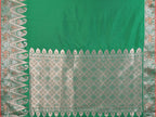 Elora Pine Green Soft Silk Plain Zari Jacquard Weaving Banarasi Saree With Zari Weaving Border | Grocsy