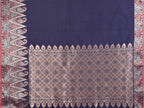 Elora Navy Blue Soft Silk Plain Zari Jacquard Weaving Banarasi Saree With Zari Weaving Border | Grocsy