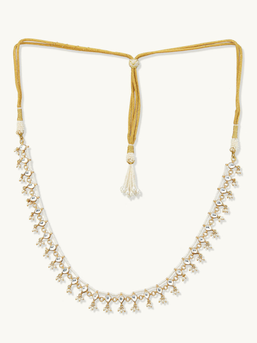 Nuyug 22K Gold-Plated Pearl Drops Matha Patti cum Necklace | Grocsy