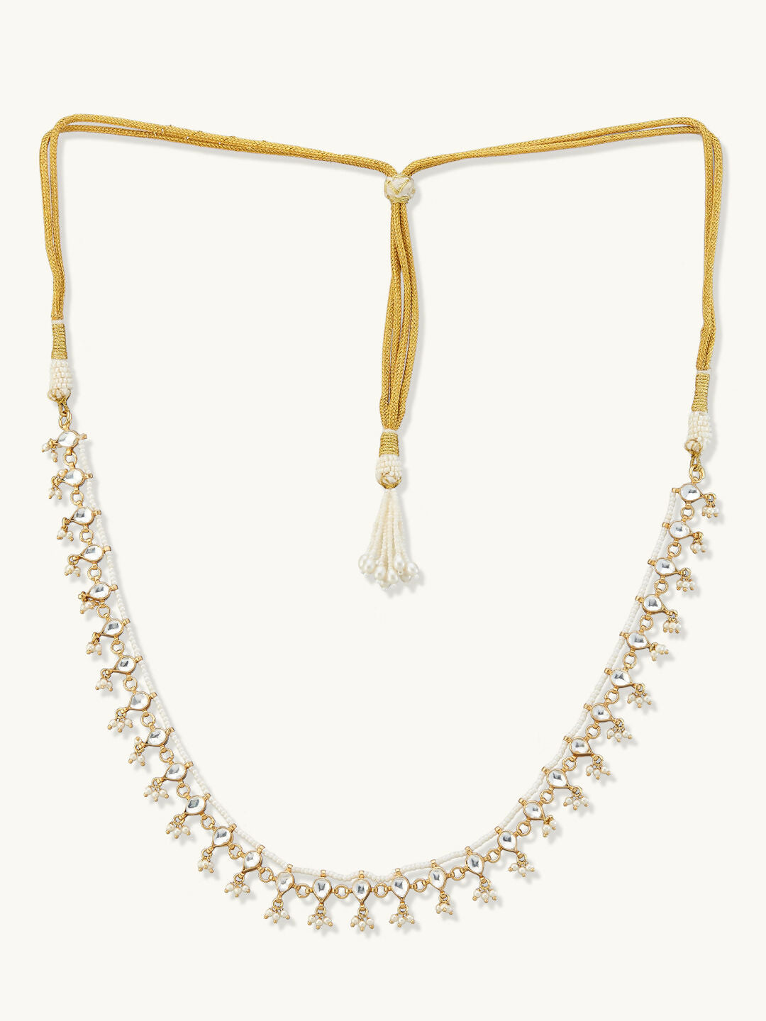 Nuyug 22K Gold-Plated Pearl Drops Matha Patti cum Necklace | Grocsy