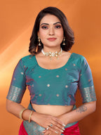 Elora Hot Pink Soft Silk Small Butti Zari Weaving With Heavy Zari Border Saree | Grocsy