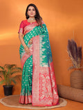 Elora Light Green Soft Silk Small Butti Zari Weaving With Heavy Zari Border Saree | Grocsy