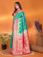 Elora Light Green Soft Silk Small Butti Zari Weaving With Heavy Zari Border Saree | Grocsy