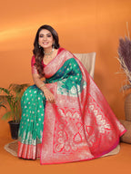 Elora Light Green Soft Silk Small Butti Zari Weaving With Heavy Zari Border Saree | Grocsy