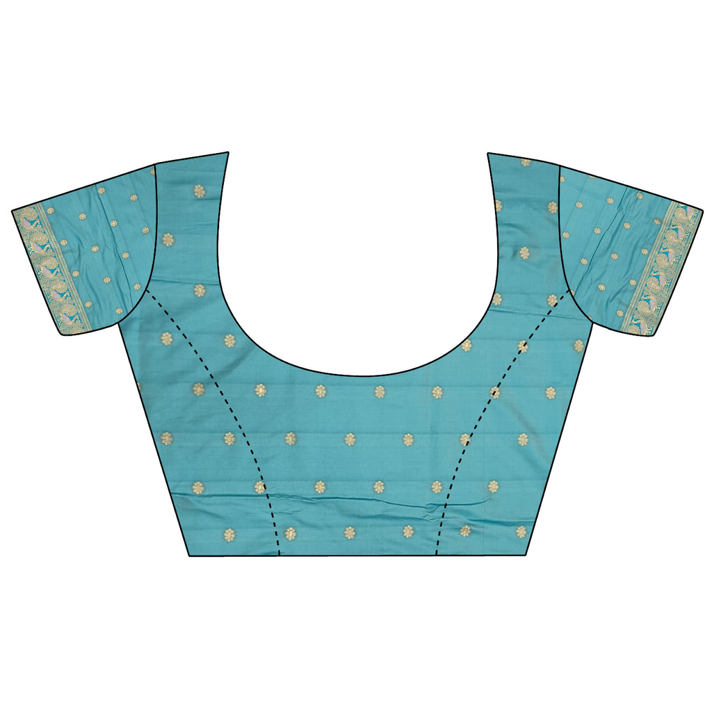 Elora Baby Pink Soft Silk Floral Butta Zari Weaving Banarasi With Peacock Zari Weaving Border | Grocsy