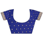 Elora Royal Blue Soft Silk Floral Butta Zari Weaving Banarasi With Peacock Zari Weaving Border | Grocsy