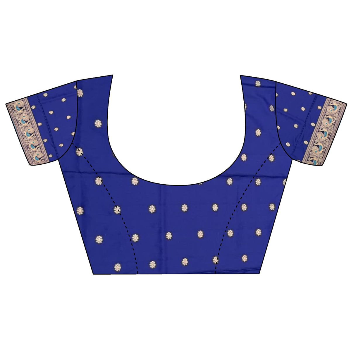 Elora Royal Blue Soft Silk Floral Butta Zari Weaving Banarasi With Peacock Zari Weaving Border | Grocsy