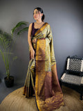 Elora Grey Silk Leheriya Meenakari Zari Weaves Dharmavaram Saree | Grocsy
