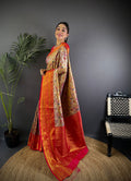 Elora Pink Silk Leheriya Meenakari Zari Weaves Dharmavaram Saree | Grocsy