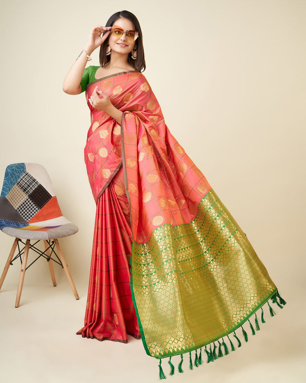 Elora Pink Soft Silk Woven Gold Zari Weaving Mysore Saree | Grocsy