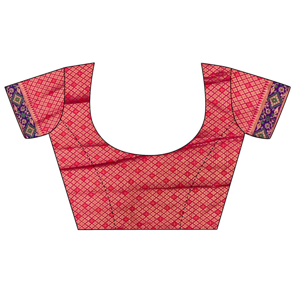 Elora Hot Pink Soft Silk Zari Weaving Patola Saree | Grocsy