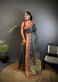 Elora Navy Blue Soft Silk Zari Weaving Patola Saree | Grocsy