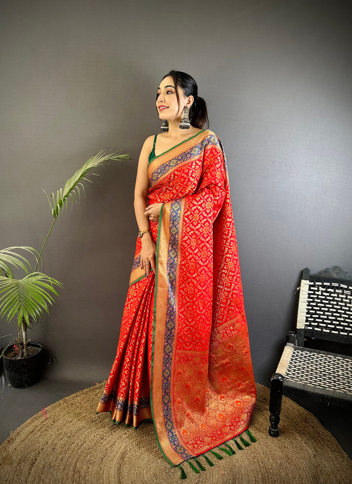Elora Red Soft Silk Zari Weaving Patola Saree | Grocsy