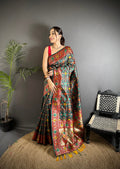 Elora Dark Green Soft Silk Banarasi Zari Woven Saree | Grocsy