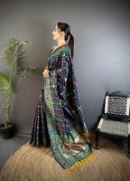 Elora Navy Blue Soft Silk Banarasi Zari Woven Saree | Grocsy