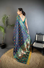 Elora Navy Blue Soft Silk Banarasi Zari Woven Saree | Grocsy
