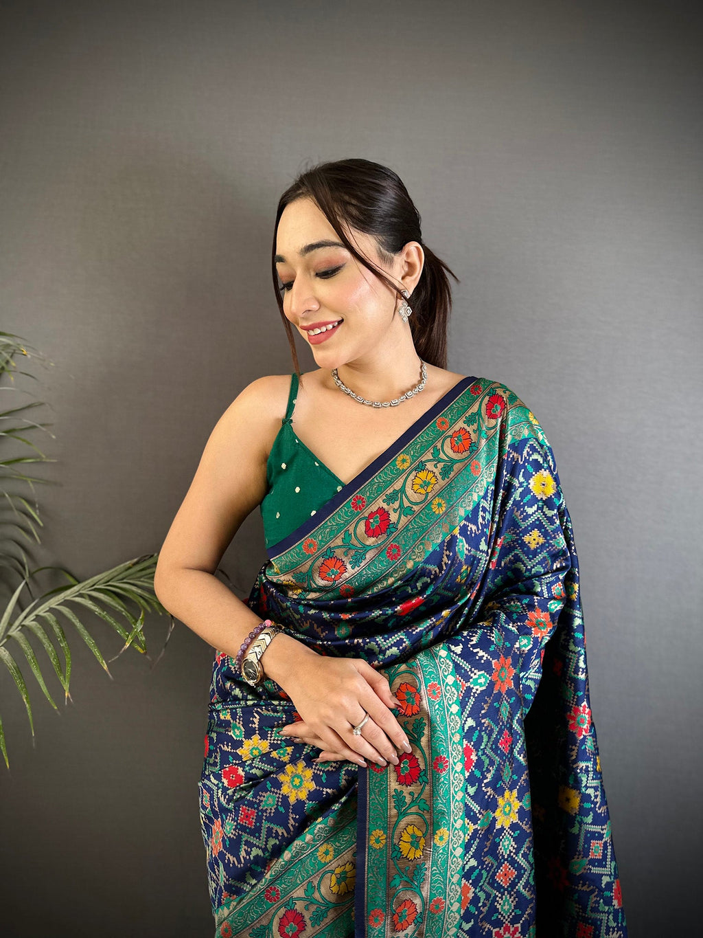 Elora Navy Blue Soft Silk Banarasi Zari Woven Saree | Grocsy