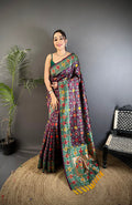 Elora Wine Soft Silk Banarasi Zari Woven Saree | Grocsy