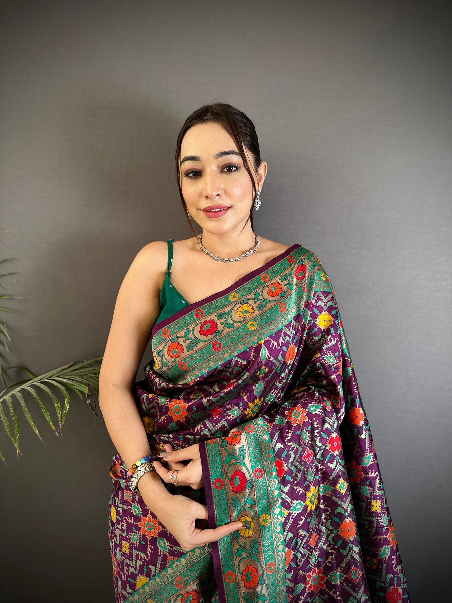 Elora Wine Soft Silk Banarasi Zari Woven Saree | Grocsy