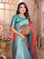 Elora Pink Soft Silk Banarasi Zari Woven Saree | Grocsy