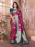 Elora Magenta Soft Silk Banarasi Zari Woven Saree | Grocsy