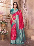 Elora Hot Pink Soft Silk Banarasi Zari Woven Saree | Grocsy