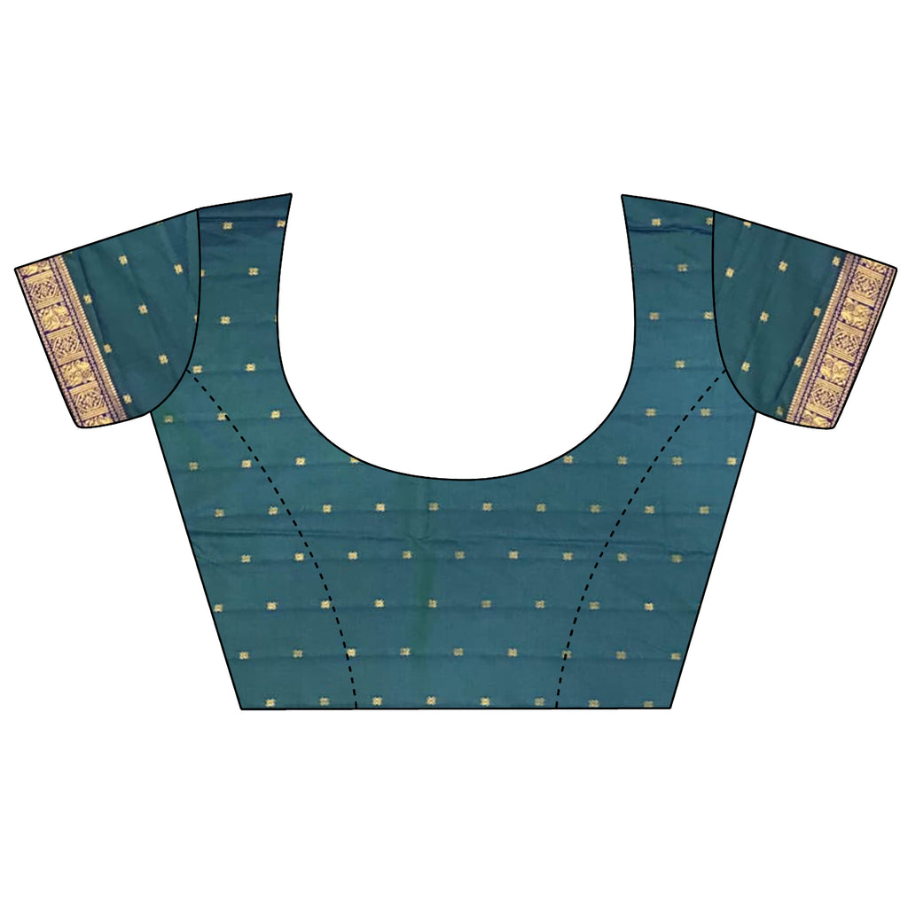 Elora Green Soft Silk Banarasi Zari Woven Butti Weaving Saree | Grocsy